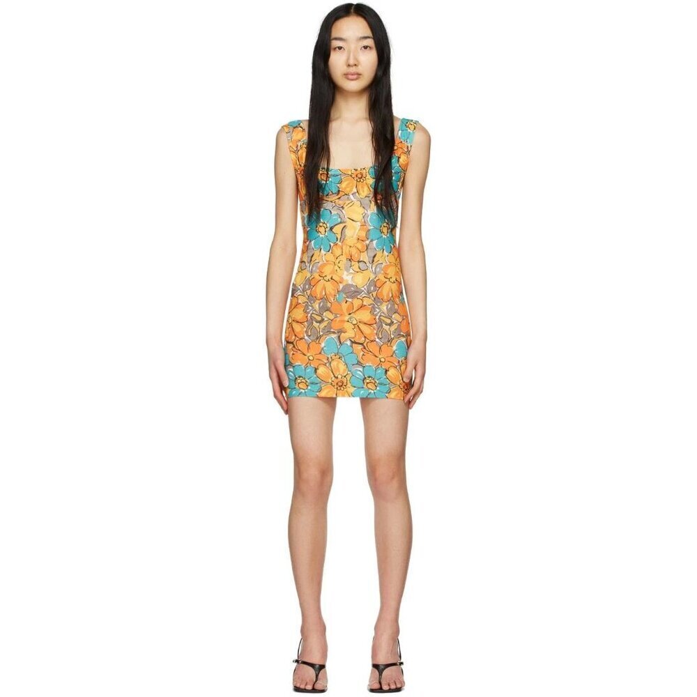 MIAOU Orange & Turquoise Floral Mini Dress